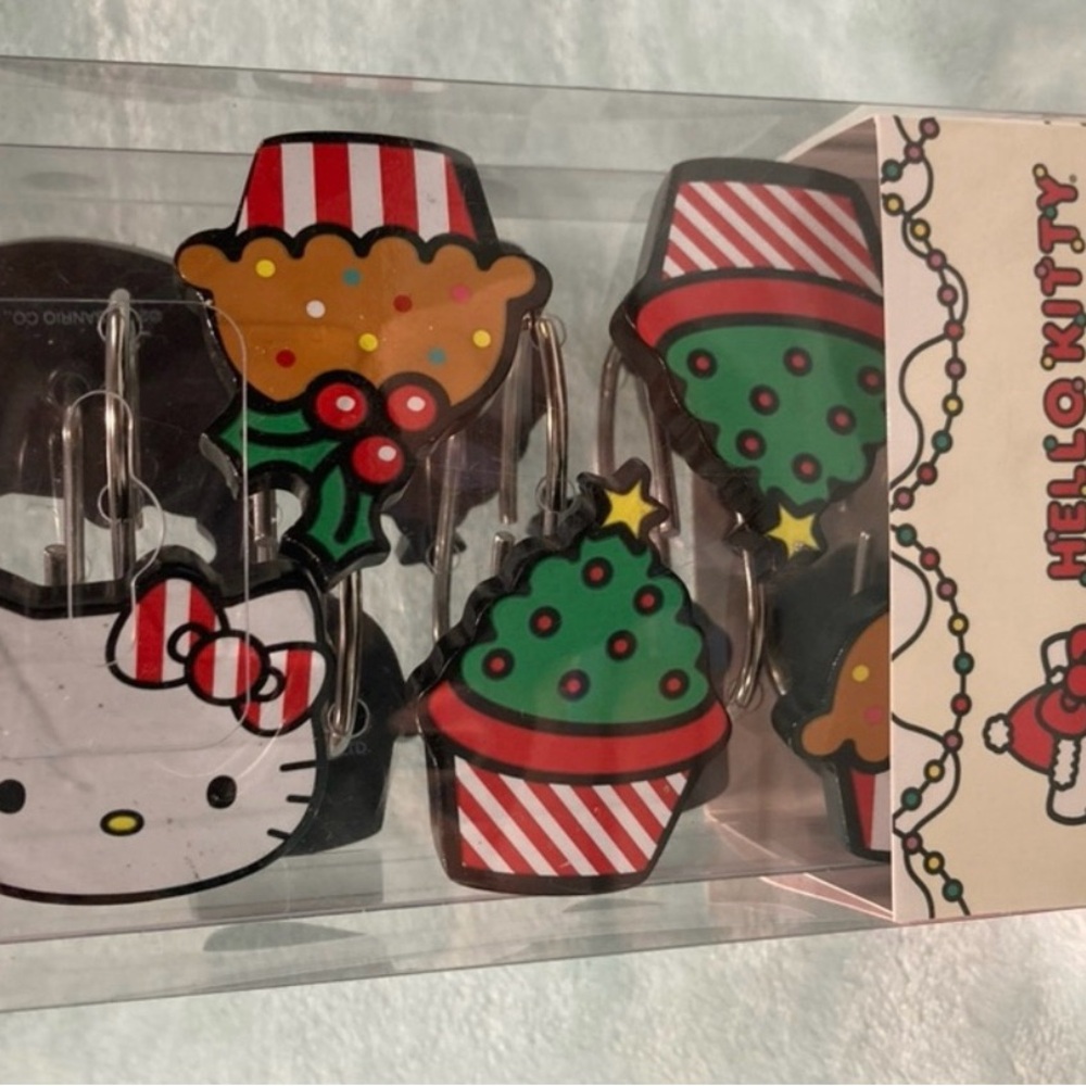 Hello Kitty Christmas Cupcake Shower Curtain Hooks!